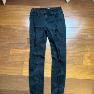 Fashion Nova Black Skinny Ripped Women's Jeans Size 5